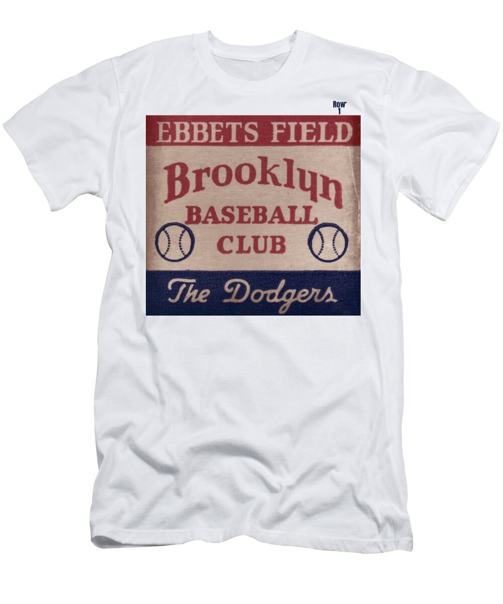 Brooklyn T-Shirt featuring the mixed media 1939 Ebbets Field Brooklyn Dodgers Art by Row One Brand