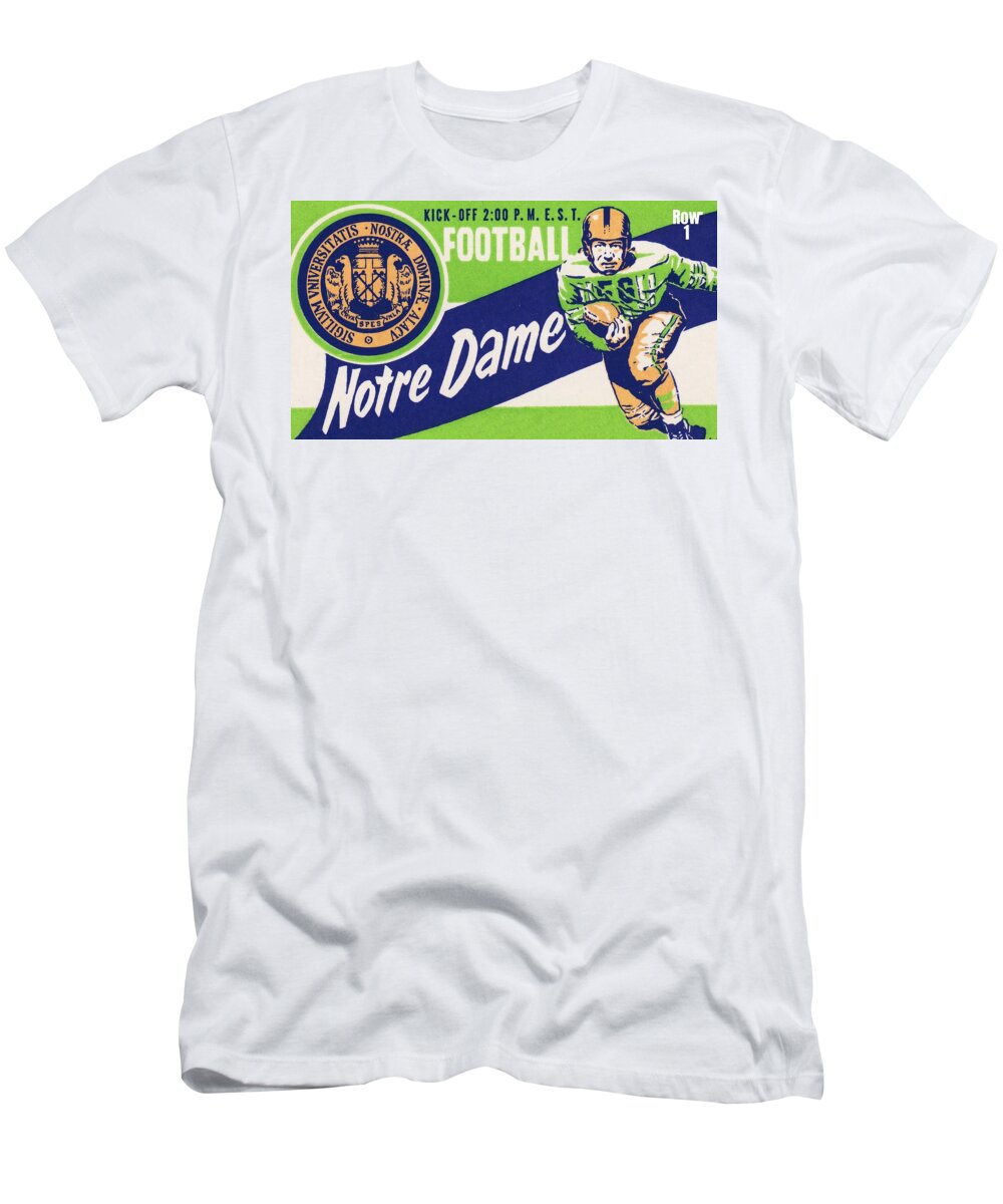 Notre Dame T-Shirt featuring the mixed media 1956 Notre Dame Football Ticket Art by Row One Brand