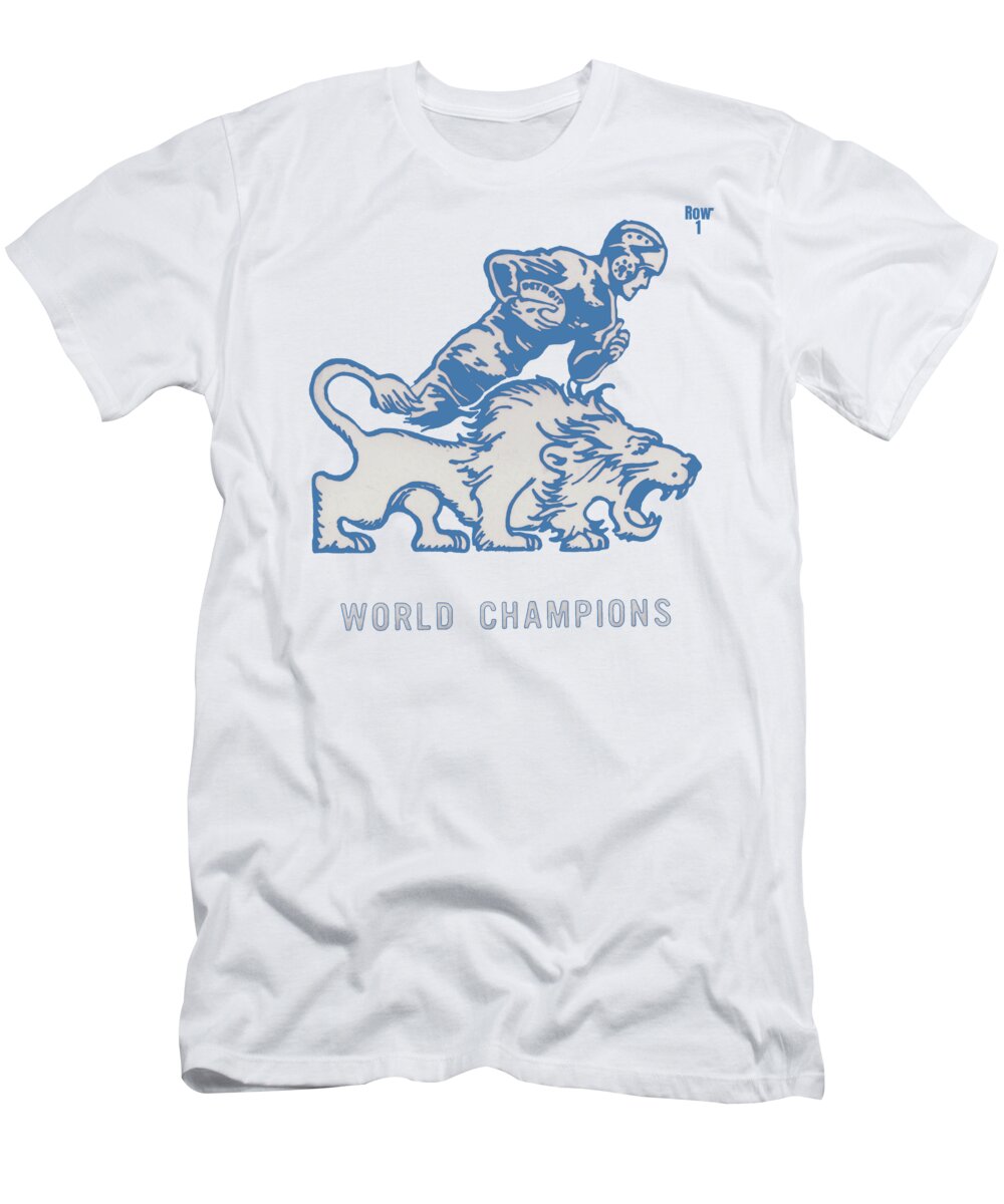 1957 Detroit Lions World Champions Art T-Shirt by Row One Brand - Pixels