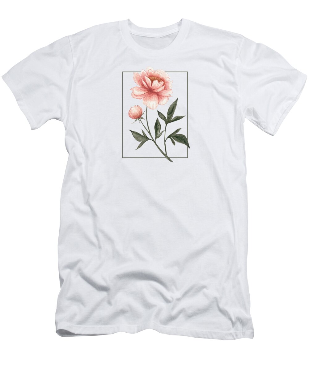Peony T-Shirt featuring the painting Peony by Alyssa Kruse