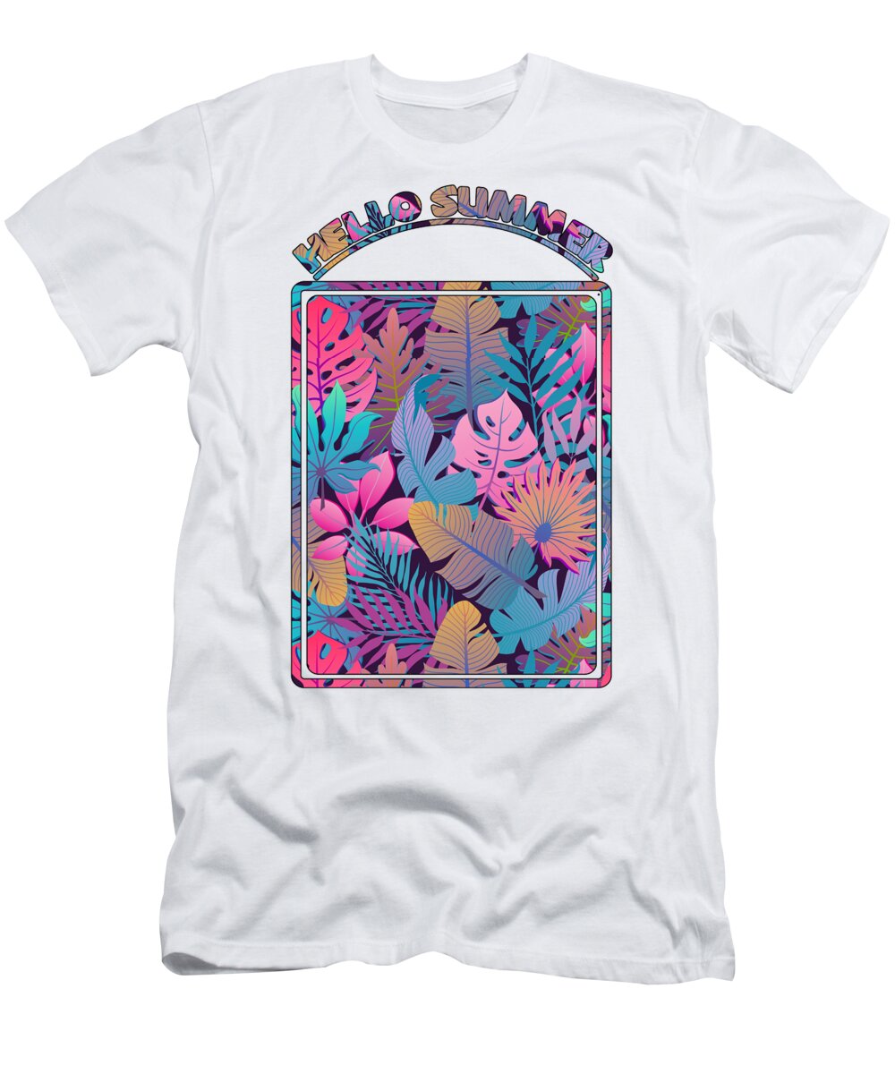 Tropical Leaves T-Shirt featuring the digital art Summer Vibes by Mark Ashkenazi
