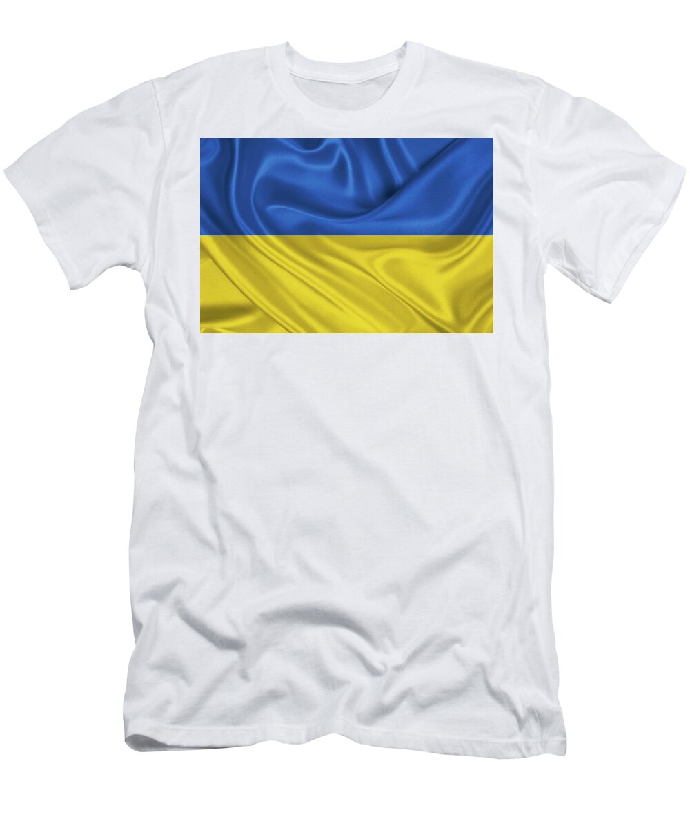 World Heraldry By Serge Averbukh T-Shirt featuring the digital art Ukrainian National Flag - Prapor Ukrainy by Serge Averbukh