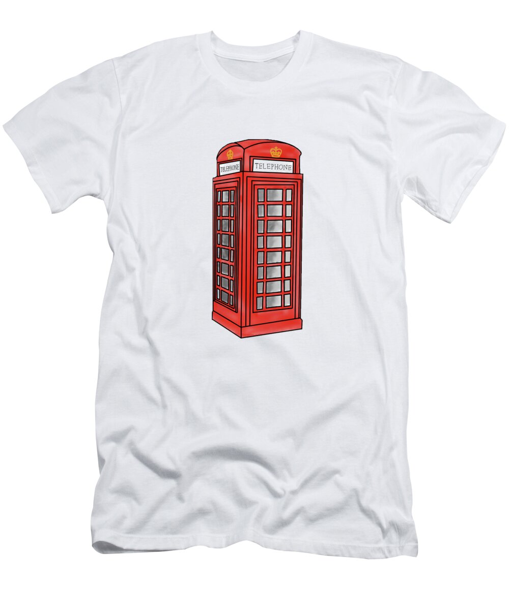 Telephone Booth T-Shirt featuring the digital art Telephone Booth by Aanya's Art 4 Earth
