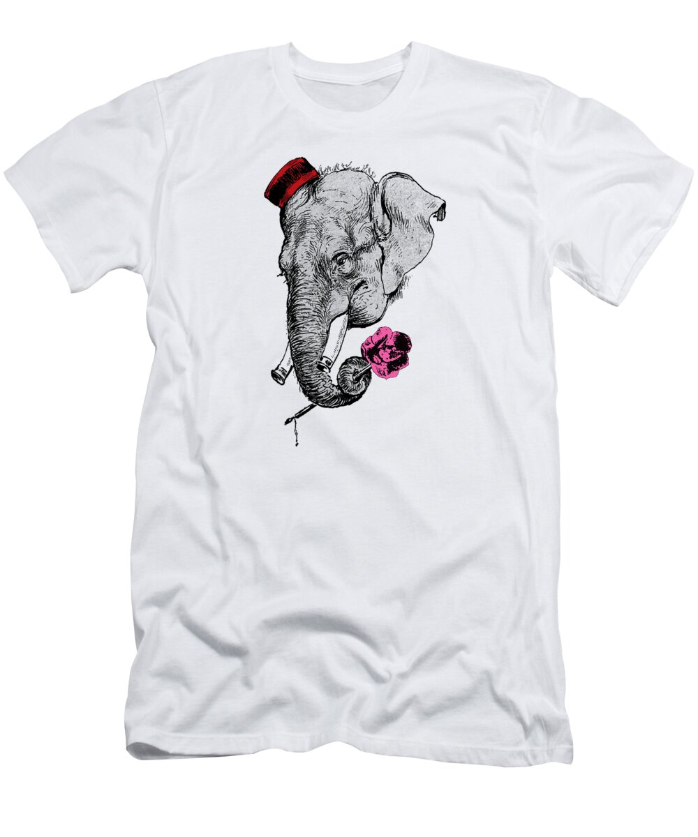 Elephant T-Shirt featuring the digital art Elephant head cartoon by Madame Memento