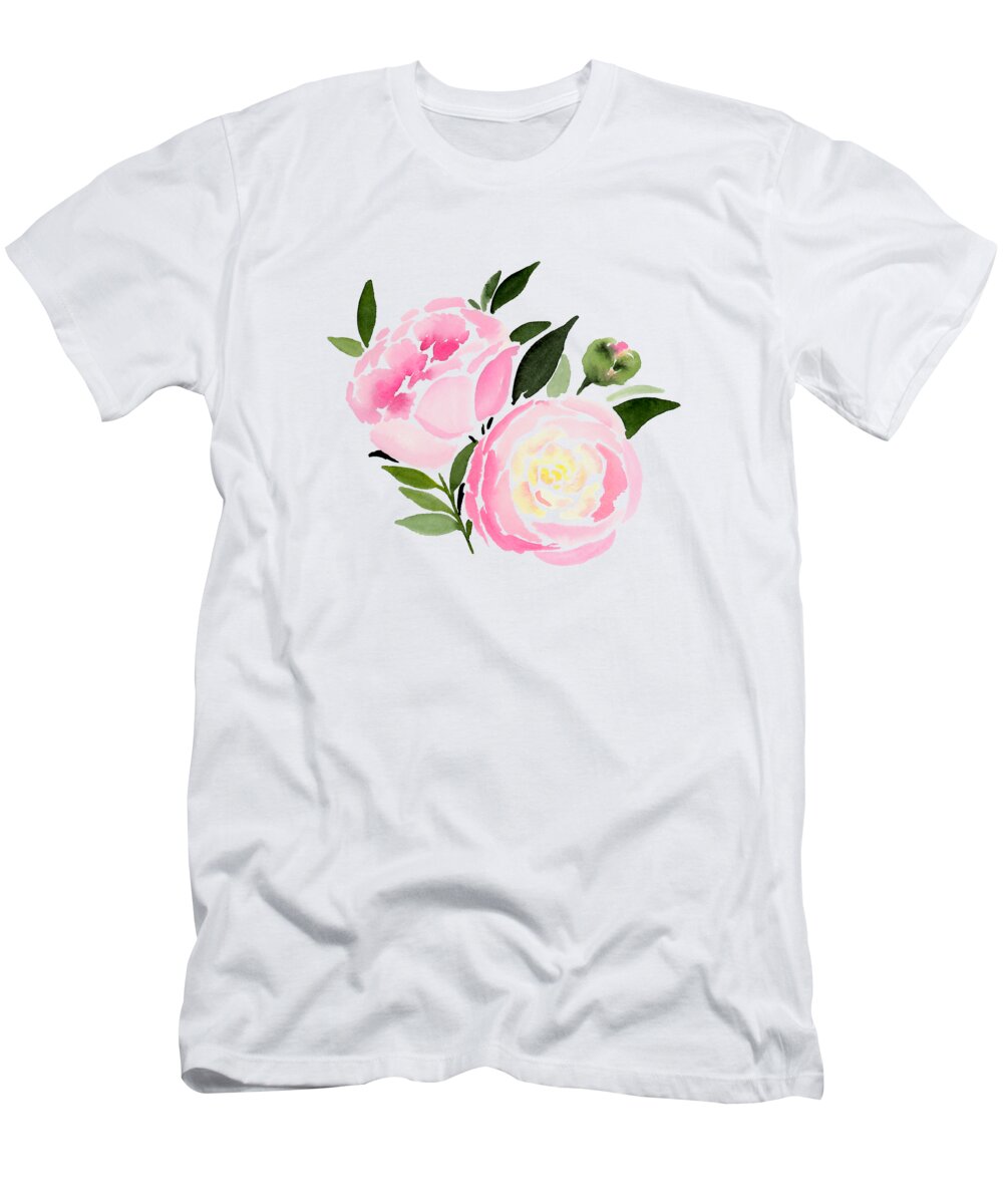 Peonies T-Shirt featuring the painting Fresh Cut Peonies by Angie Dal Maso