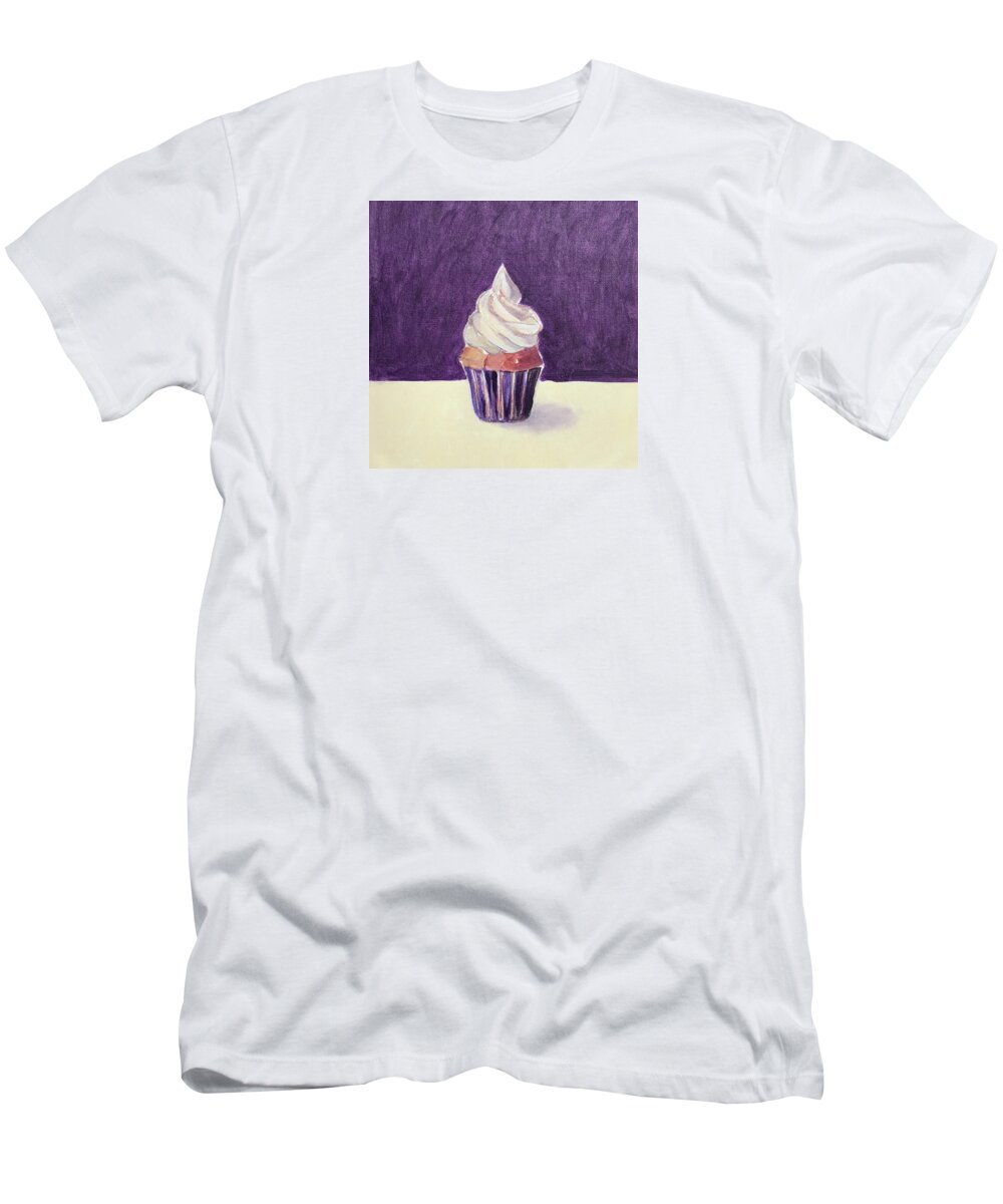 Cupcake In Purple T-Shirt featuring the painting Cupcake in Purple by Kazumi Whitemoon