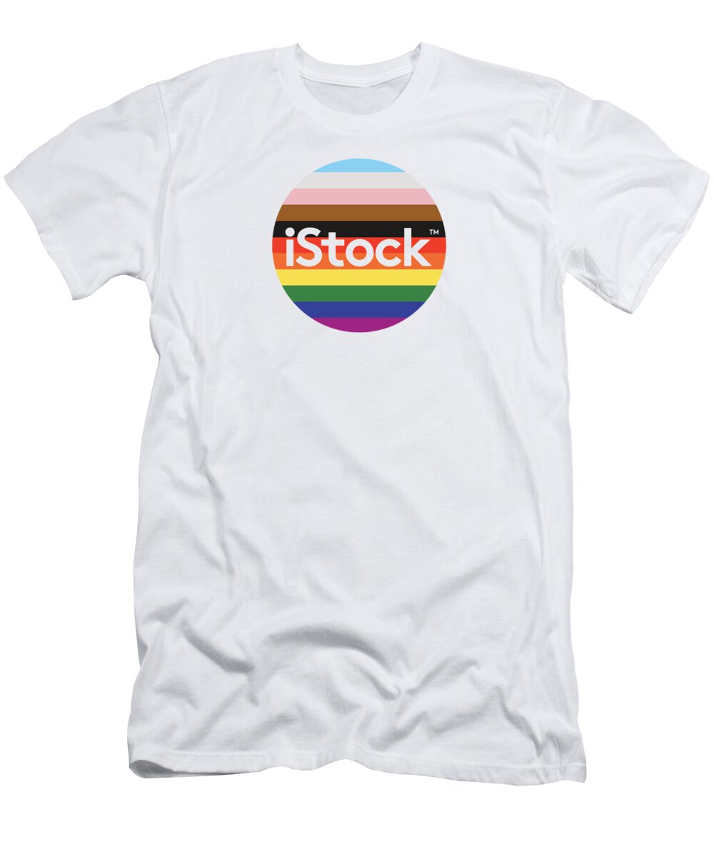 Istock T-Shirt featuring the digital art iStock Logo Pride Circle by Getty Images