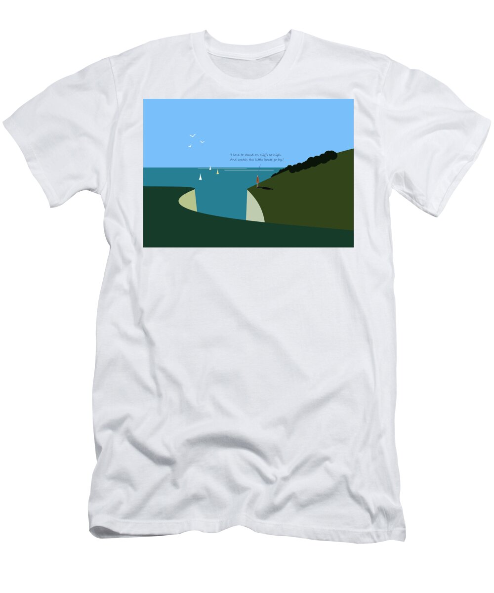 Boats T-Shirt featuring the digital art As boats go by. by Fatline Graphic Art