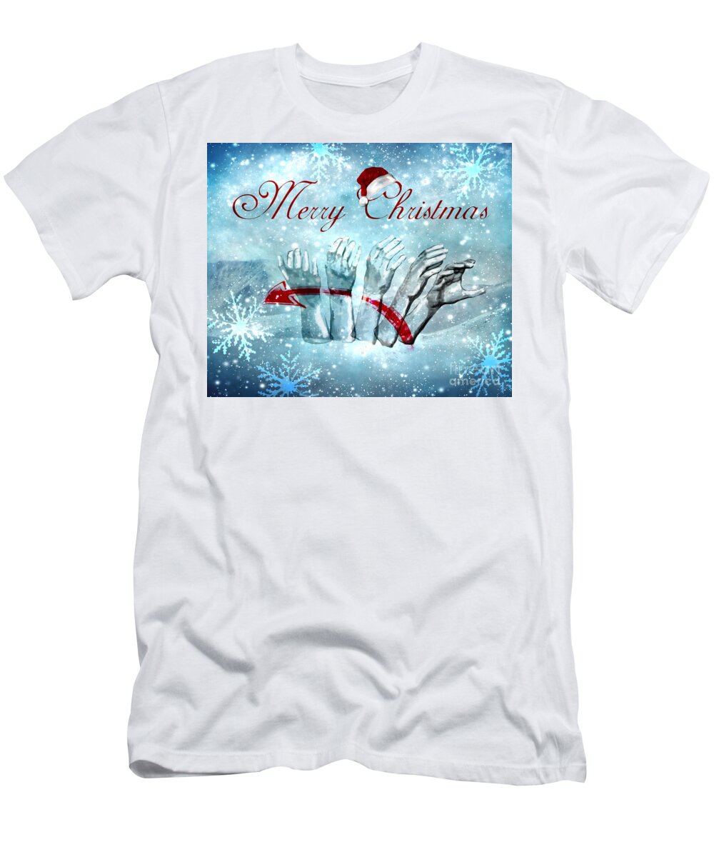 American T-Shirt featuring the digital art ASL Merry Christmas by Marissa Maheras