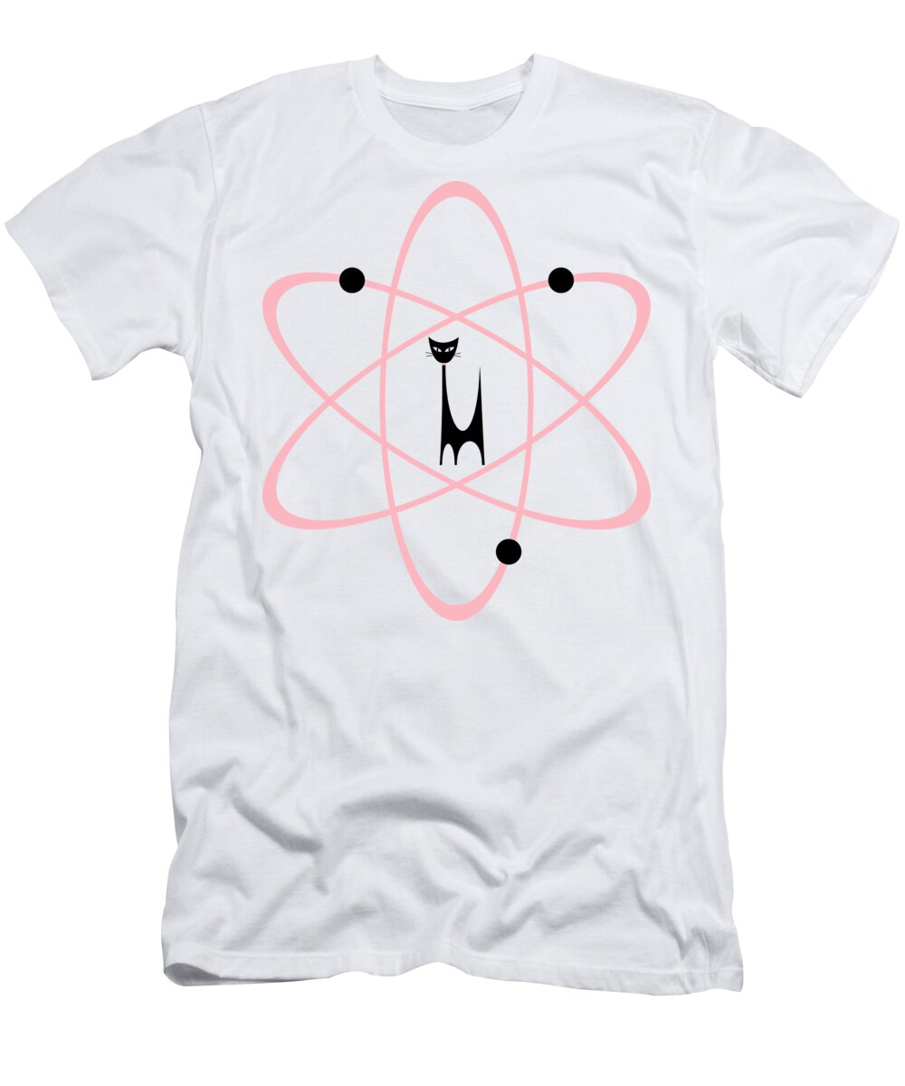 Atomic Cat T-Shirt featuring the digital art Atom Cat in Pink Transparent Background by Donna Mibus