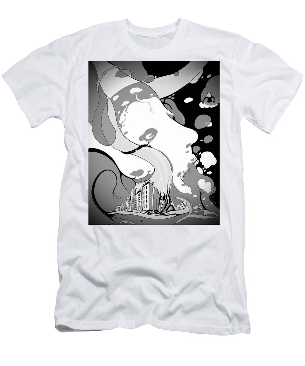 Black And White T-Shirt featuring the digital art Atrophy Of Consciousness BW by Craig Tilley