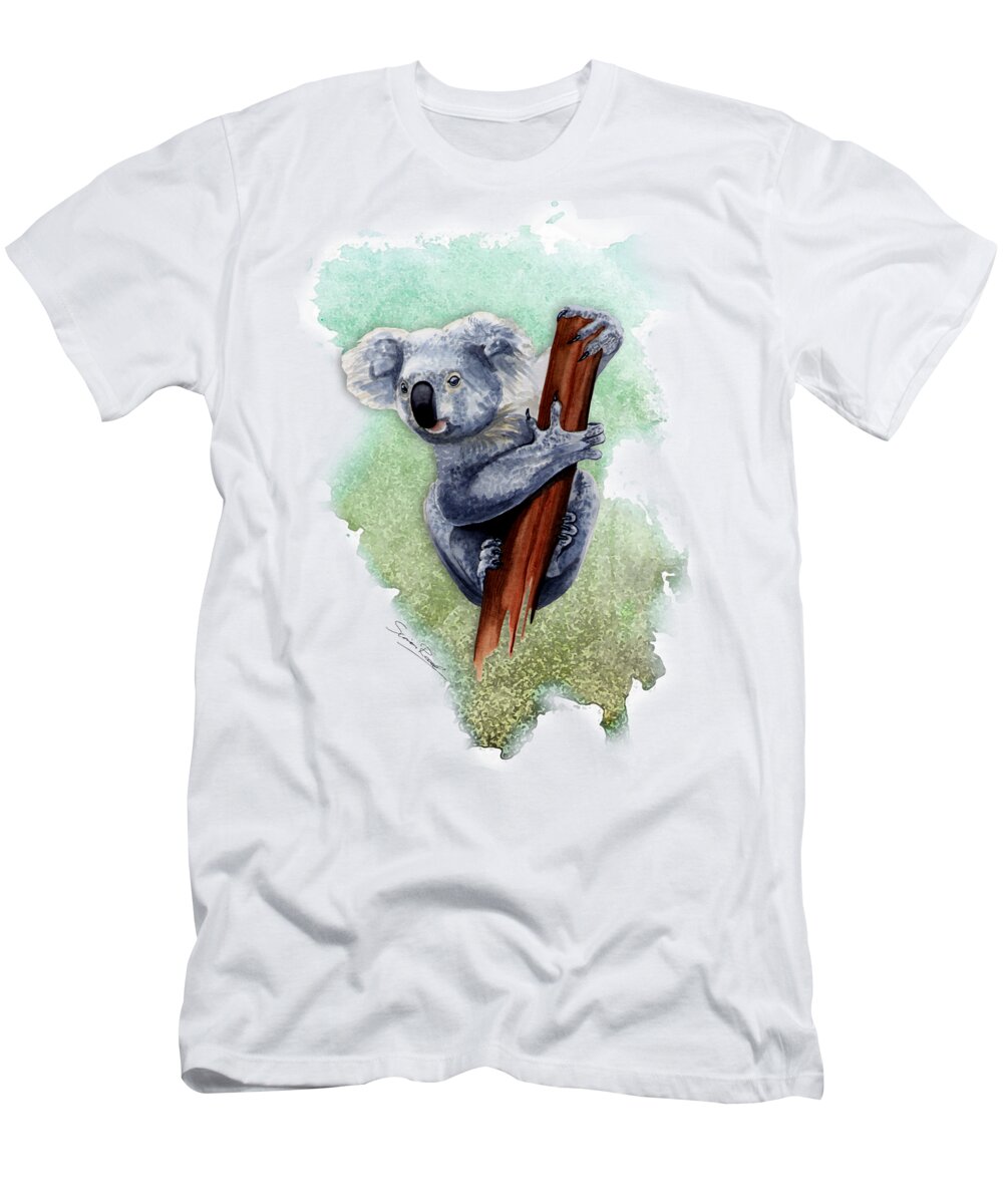 Art T-Shirt featuring the painting Australian Koala by Simon Read