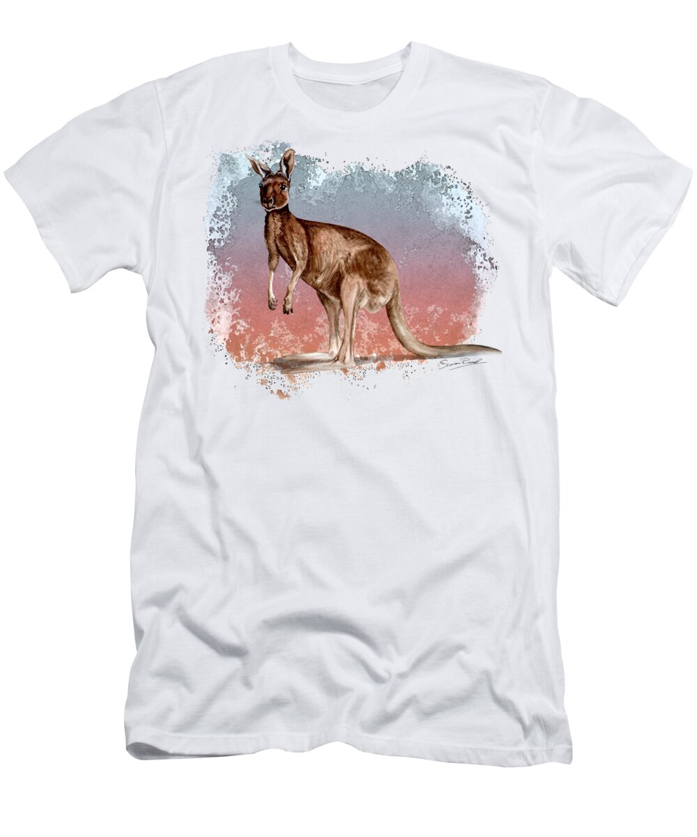 Art T-Shirt featuring the painting Australian Red Kangaroo by Simon Read