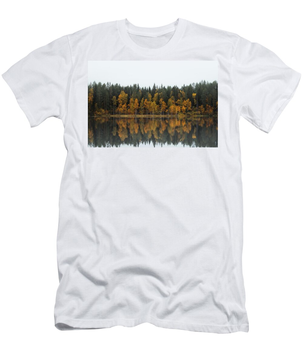 Dramatic T-Shirt featuring the photograph Autumn fairy tale in Kainuu, Finland by Vaclav Sonnek