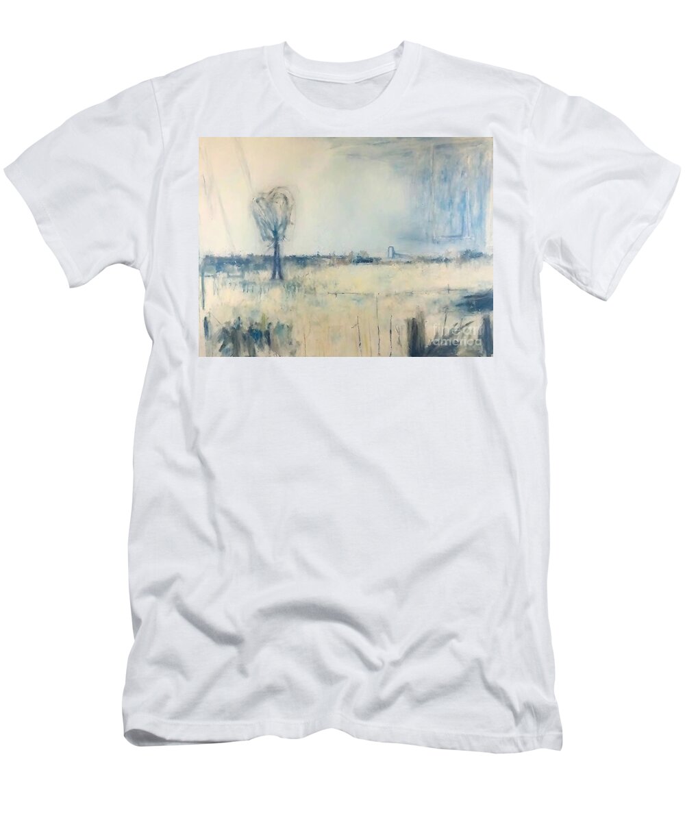 Collection T-Shirt featuring the painting Autumn lands Painting collection pleinair landscapeartist naturelover artist landscape contemporaryart nature abstract abstract painting acrylic art artist artistic artwork backdrop background by N Akkash