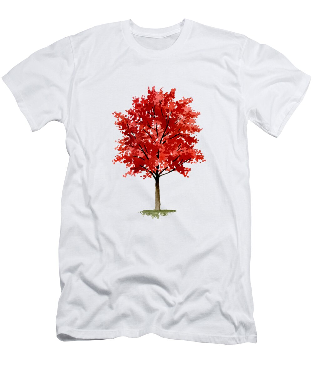 Watercolor T-Shirt featuring the painting Autumn Maple Tree by D Rogers
