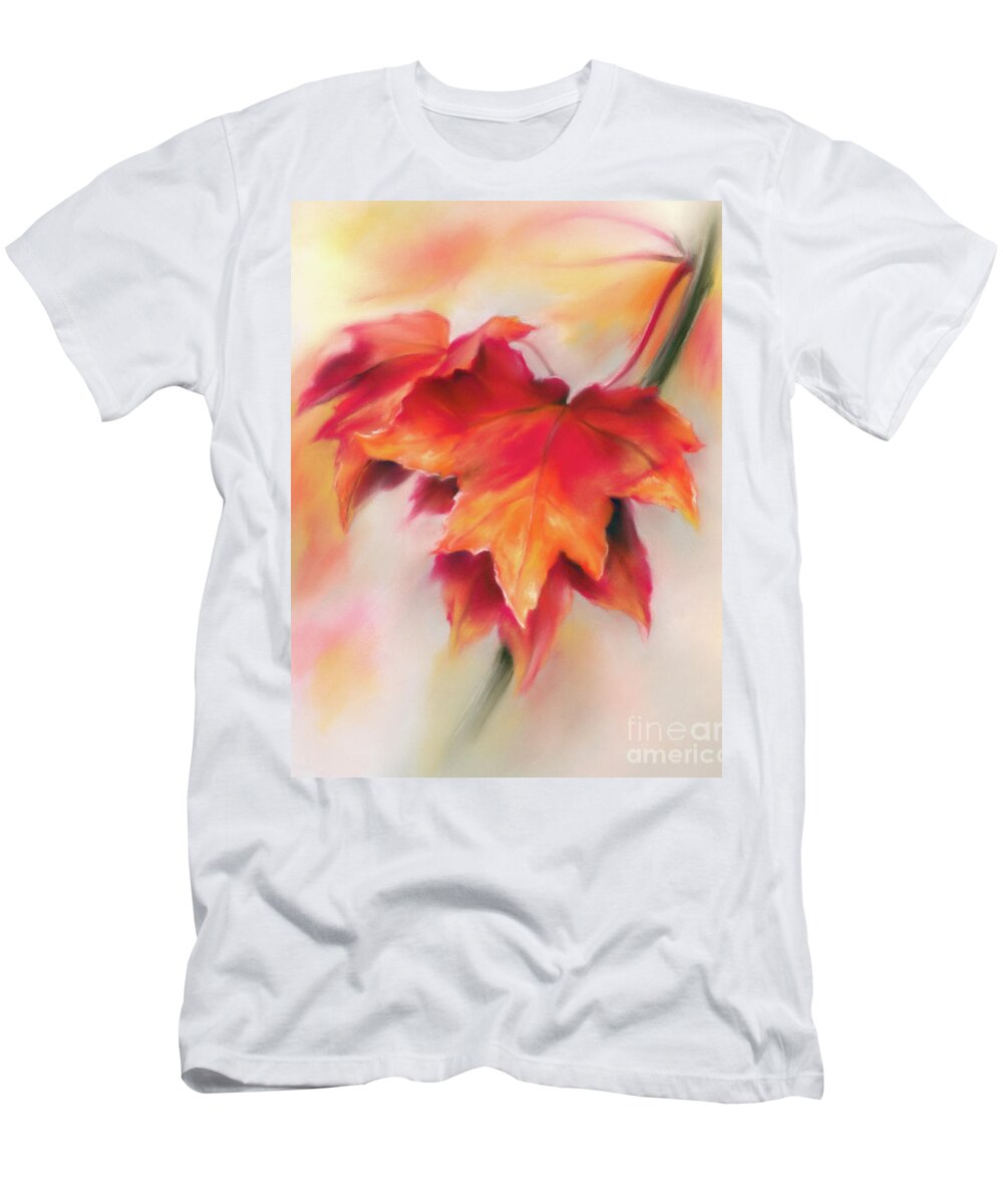 Botanical T-Shirt featuring the painting Autumn Red Maple Leaves by MM Anderson