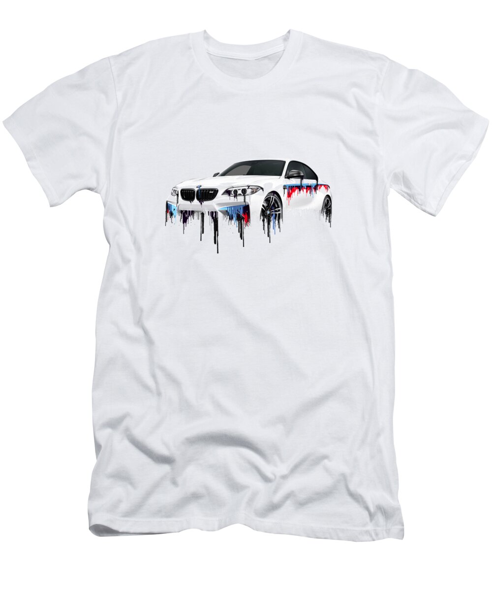 Wallpaper T-Shirt featuring the digital art Awesome BMW M2 Liquid Metal Art by Forty and Deuce