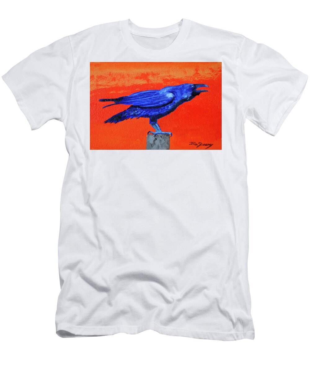 Blue Raven T-Shirt featuring the painting B031_dsc_1055 by John Sweeney