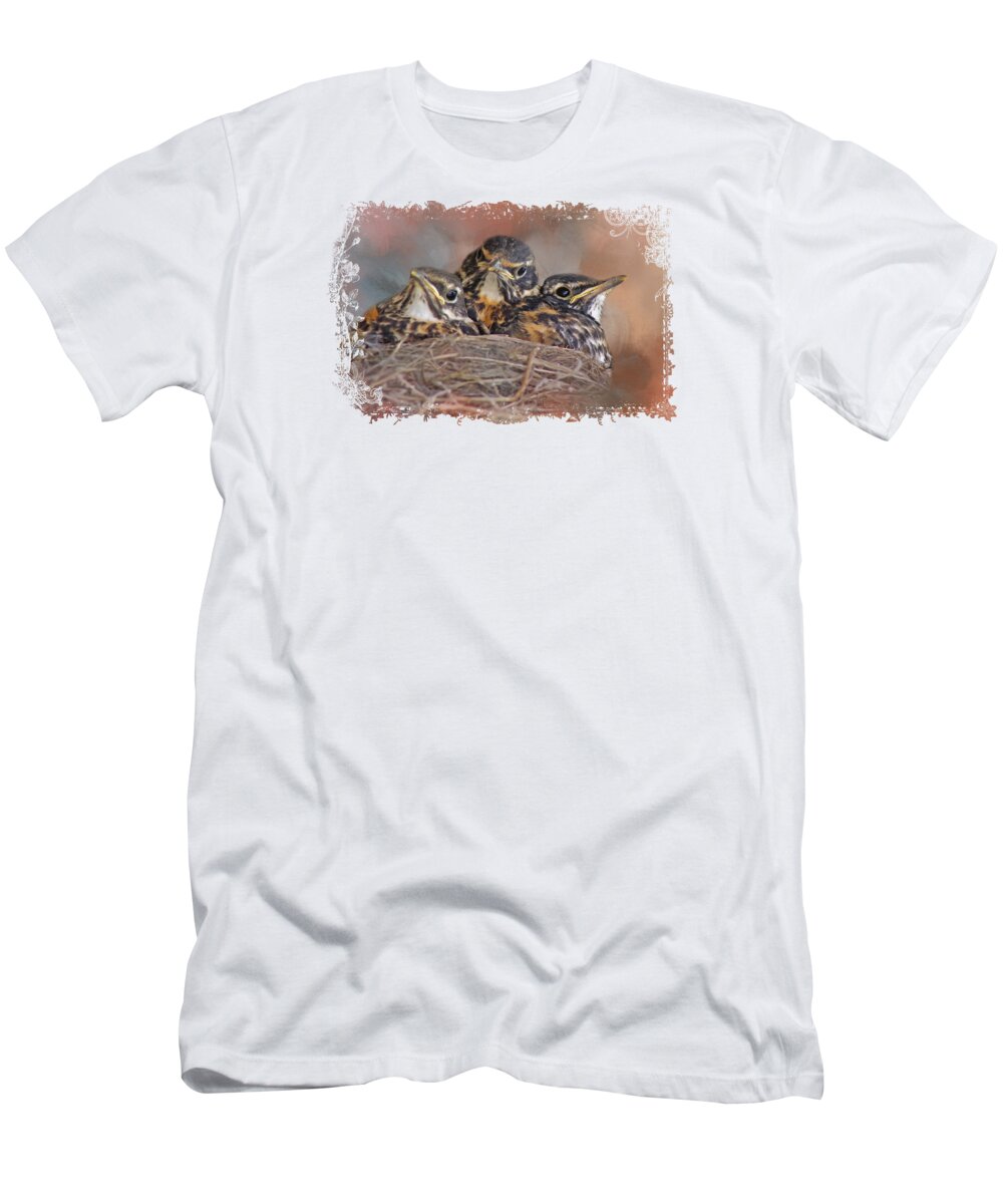 Baby Robins T-Shirt featuring the photograph Baby Robins by Elisabeth Lucas