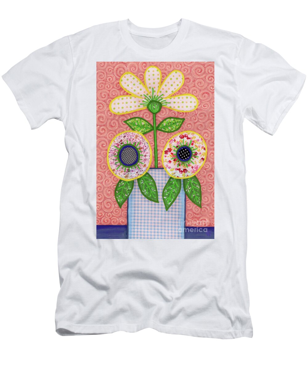 Flowers In A Vase T-Shirt featuring the painting Baby Shower Bouquet by Amy E Fraser