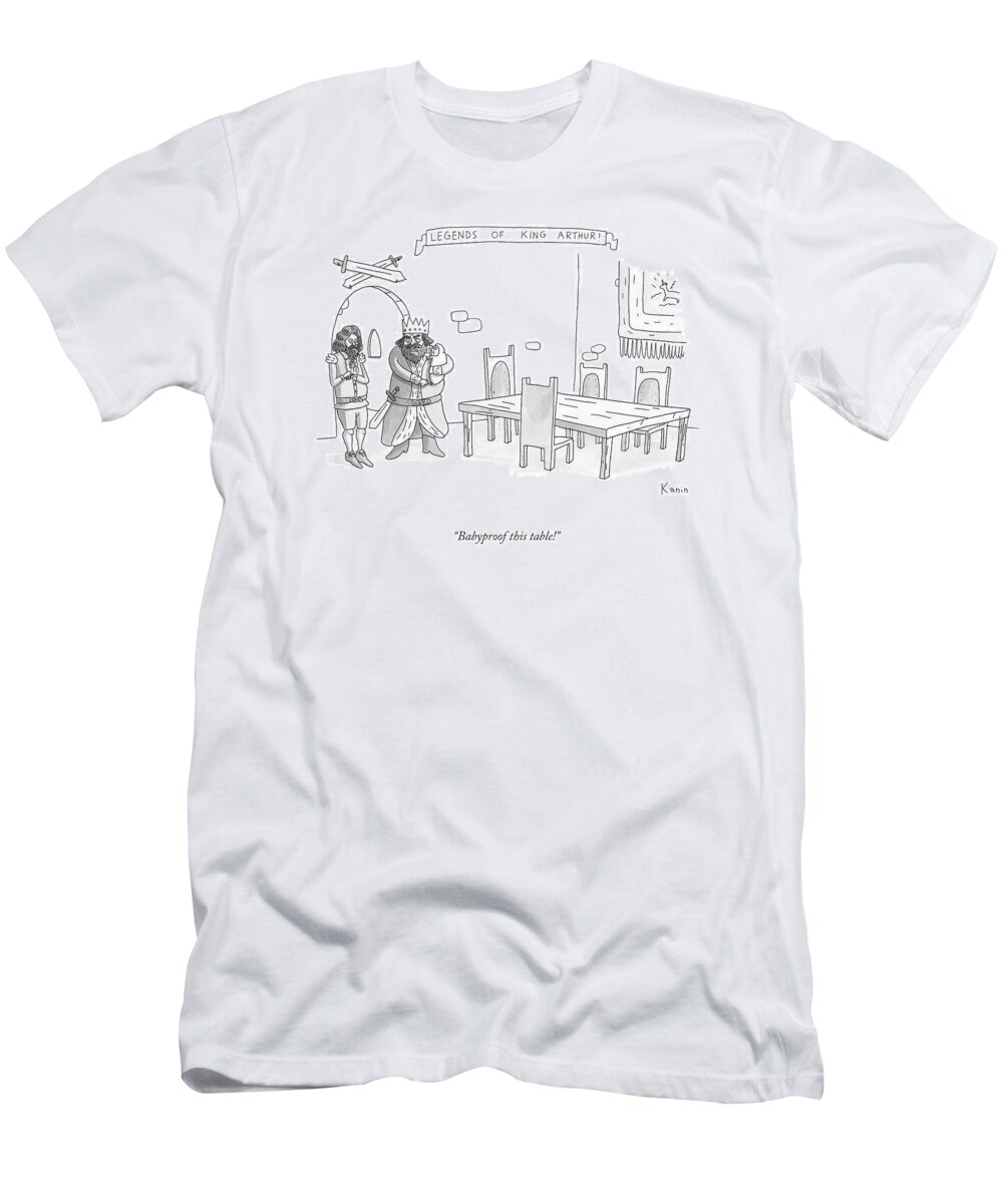 babyproof This Table! T-Shirt featuring the drawing Babyproof This Table by Zachary Kanin