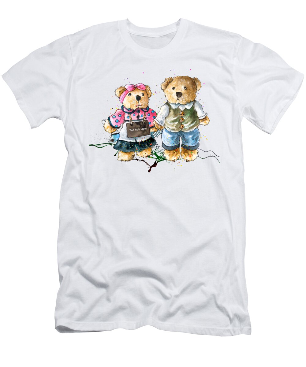 Bear T-Shirt featuring the painting Bad Hair Day by Miki De Goodaboom