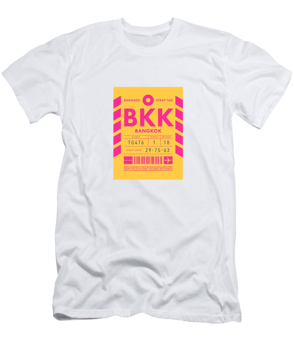Airline T-Shirt featuring the digital art Baggage Tag D - BKK Bangkok Thailand by Organic Synthesis
