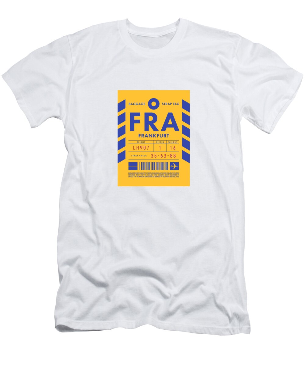 Airline T-Shirt featuring the digital art Baggage Tag D - FRA Frankfurt Germany by Organic Synthesis