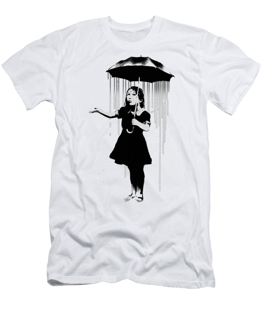 Banksy Girl With Umbrella 3 T-Shirt by Banksy - Fine Art America