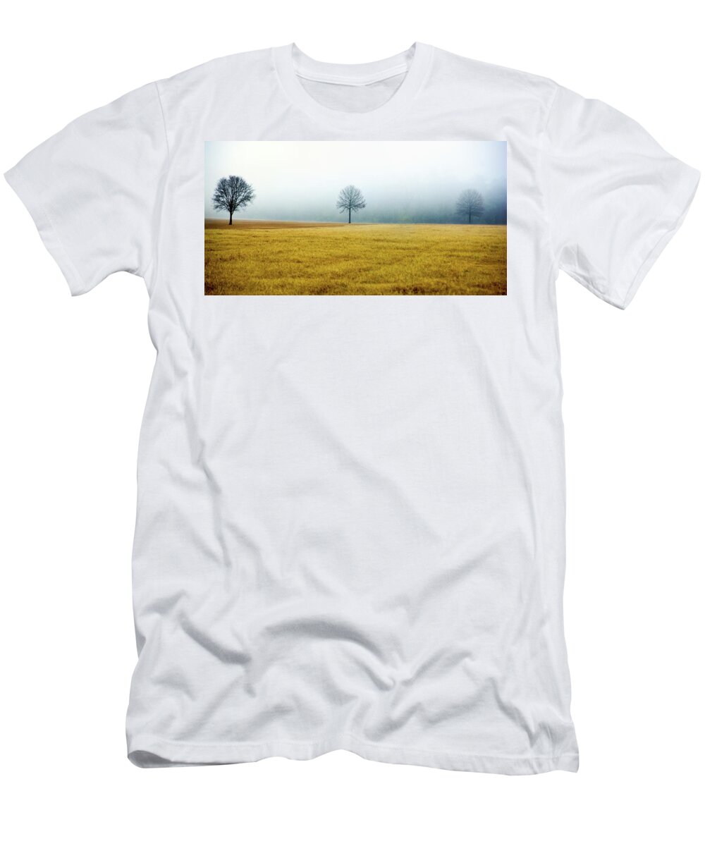 Winter T-Shirt featuring the photograph Bare Trees on Golden Grass by WAZgriffin Digital