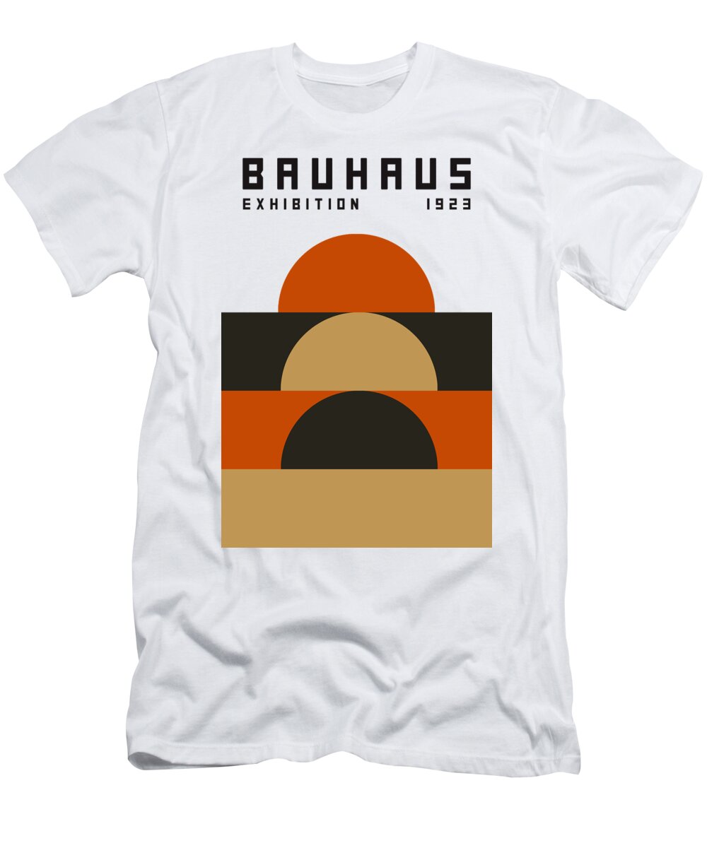 Bauhaus Exhibition T-Shirt featuring the digital art Bauhaus Exhibition, Bauhaus Wall Art, Bauhaus Exhibition Print, Bauhaus Original sun downer brown by Re- Make-