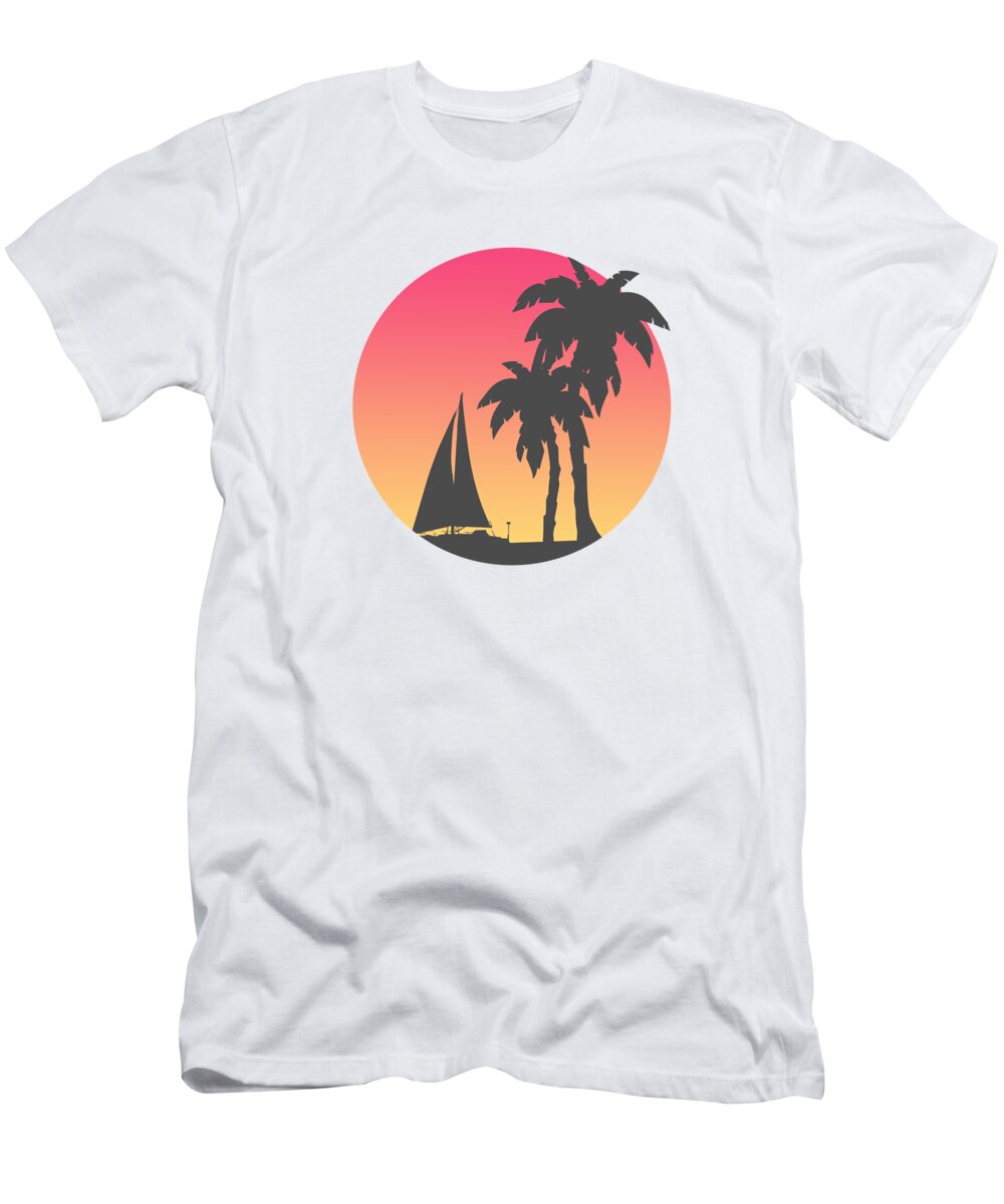 Beach T-Shirt featuring the digital art Beach and Sailboat by Jacob Zelazny