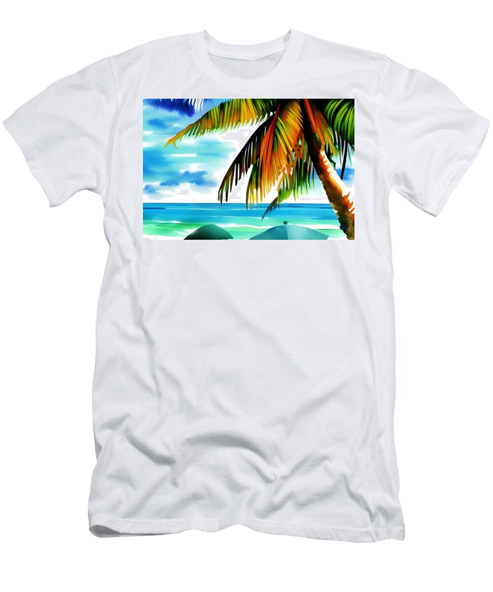 Beach T-Shirt featuring the digital art Beach Palm by Katrina Gunn
