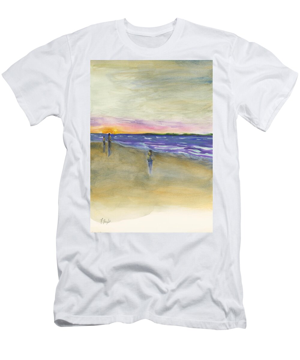 Beach Sunrise T-Shirt featuring the painting Beach Sunrise by Frank Bright