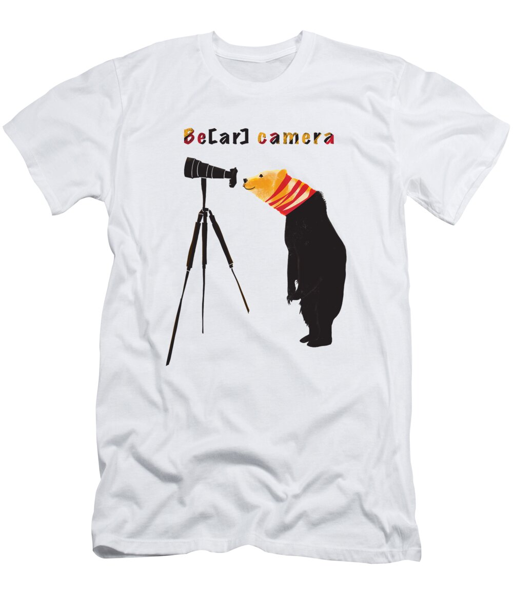 Bear T-Shirt featuring the digital art Bear camera by Lidija Ivanek - SiLa
