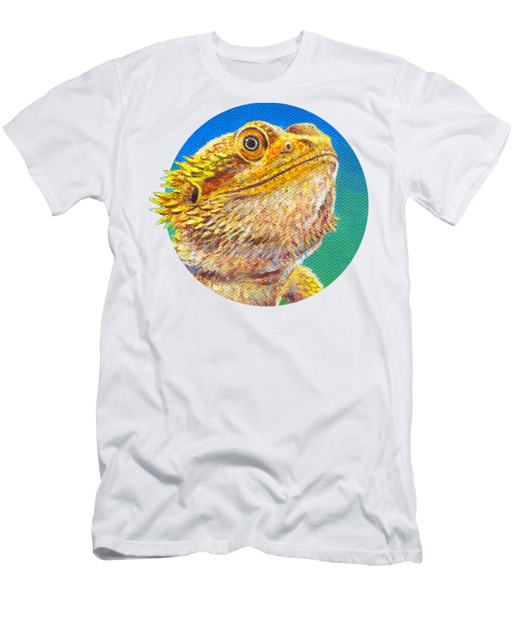Bearded Dragon T-Shirt featuring the painting Bearded Dragon Portrait by Rebecca Wang