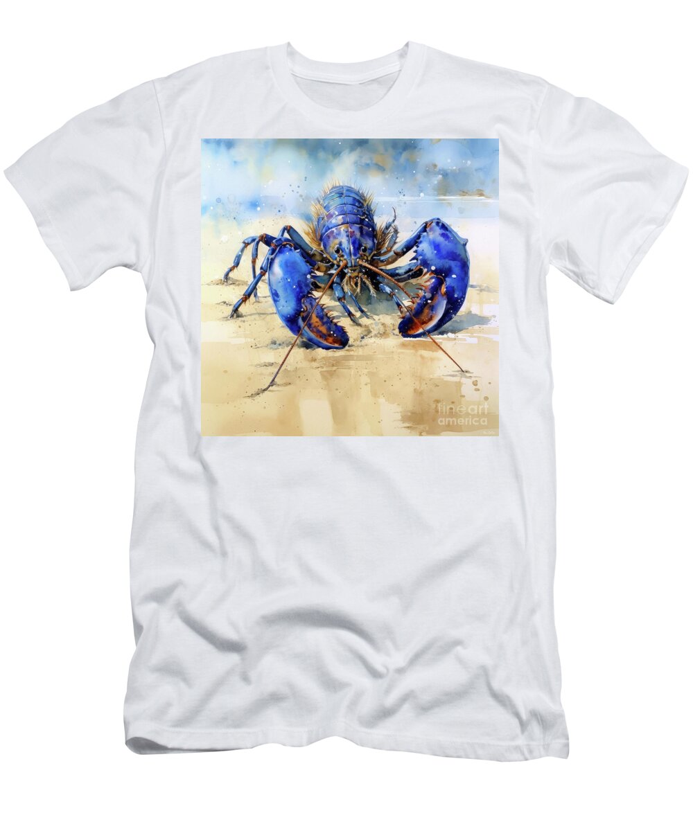 Lobster T-Shirt featuring the painting Beautiful Blue Lobster by Tina LeCour