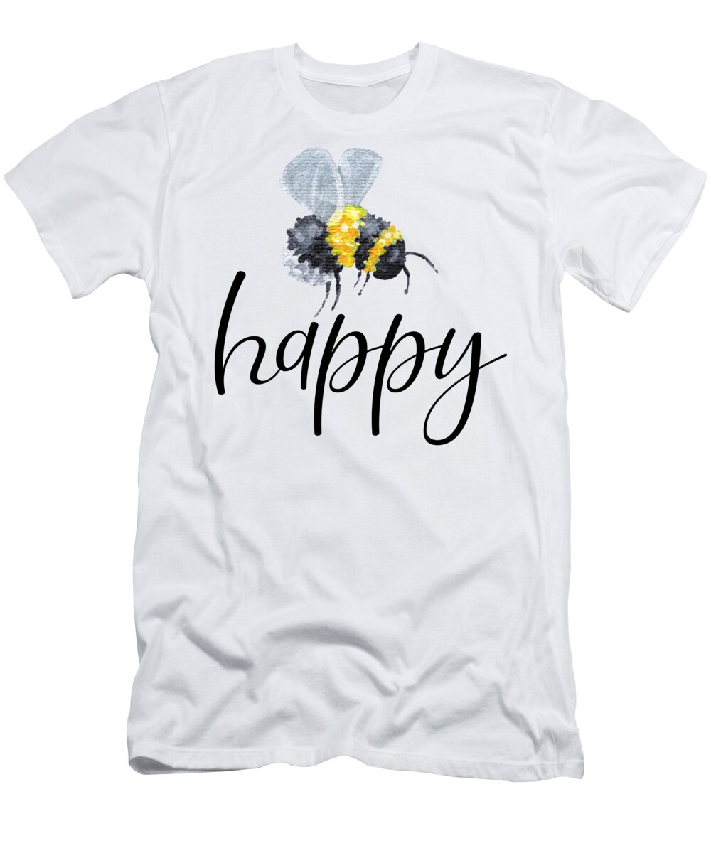 Bee T-Shirt featuring the painting Bee Happy - Bumblebee by Annie Troe