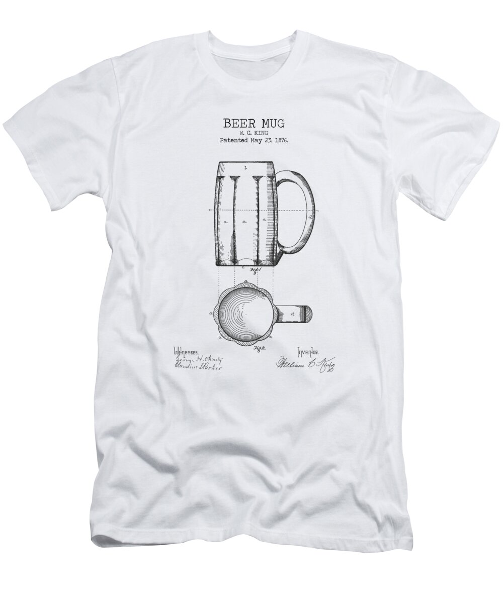 Beer Mug Patent T-Shirt featuring the digital art BEER MUG patent by Dennson Creative