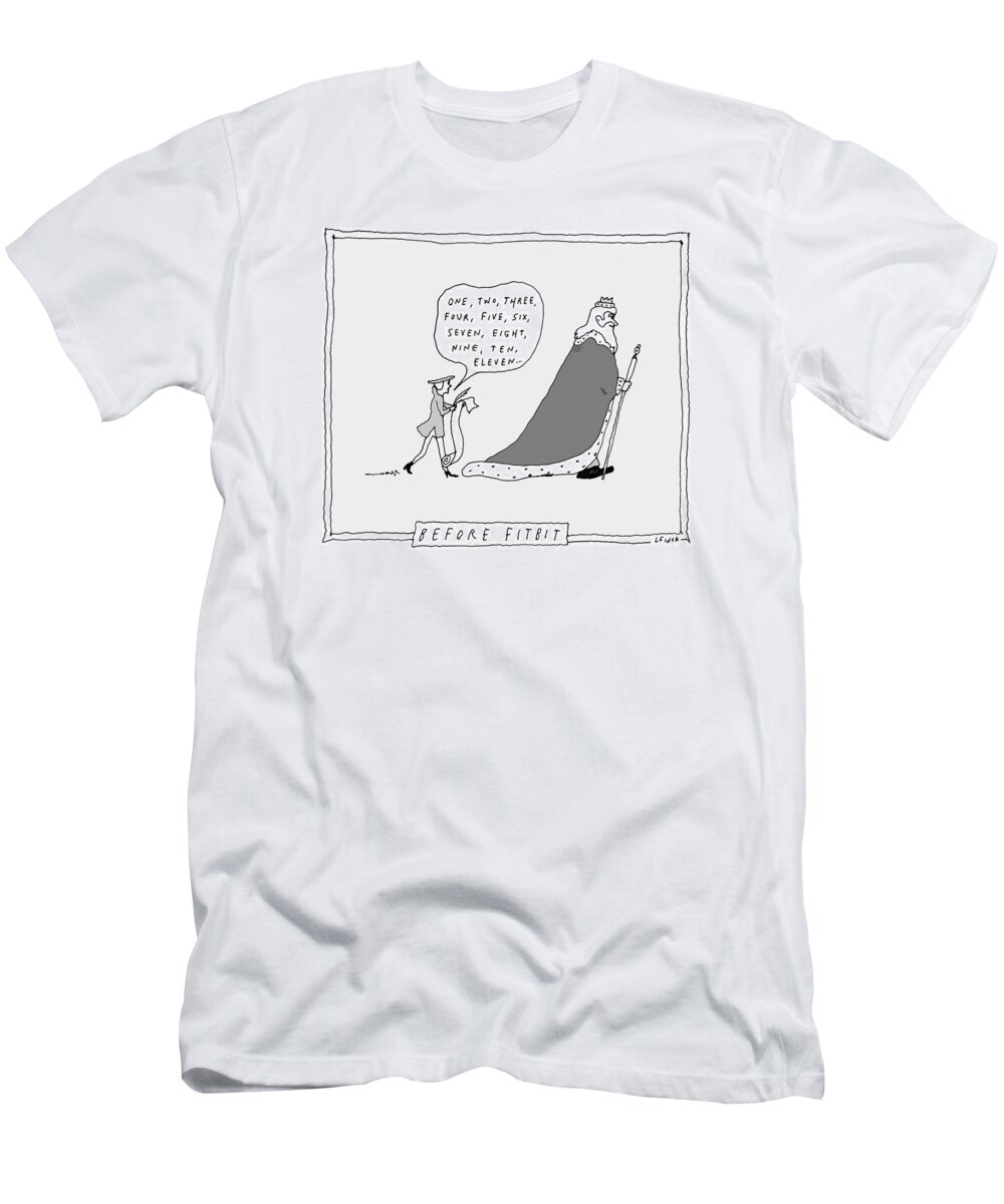 Captionless T-Shirt featuring the drawing Before Fitbit by Liana Finck
