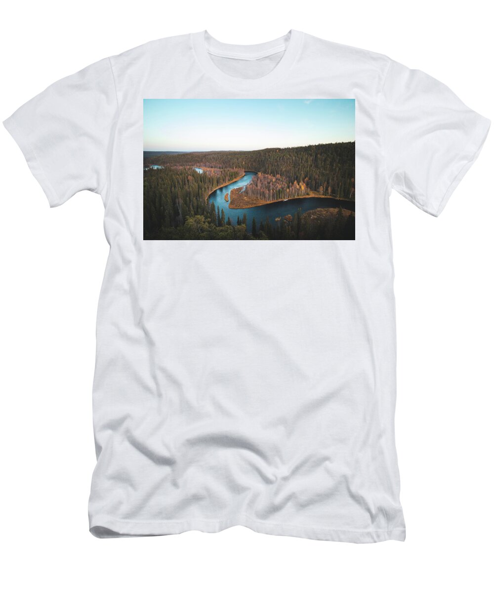 Kuusamo T-Shirt featuring the photograph Bend in the Kitkajoki River in Oulanka National Park by Vaclav Sonnek