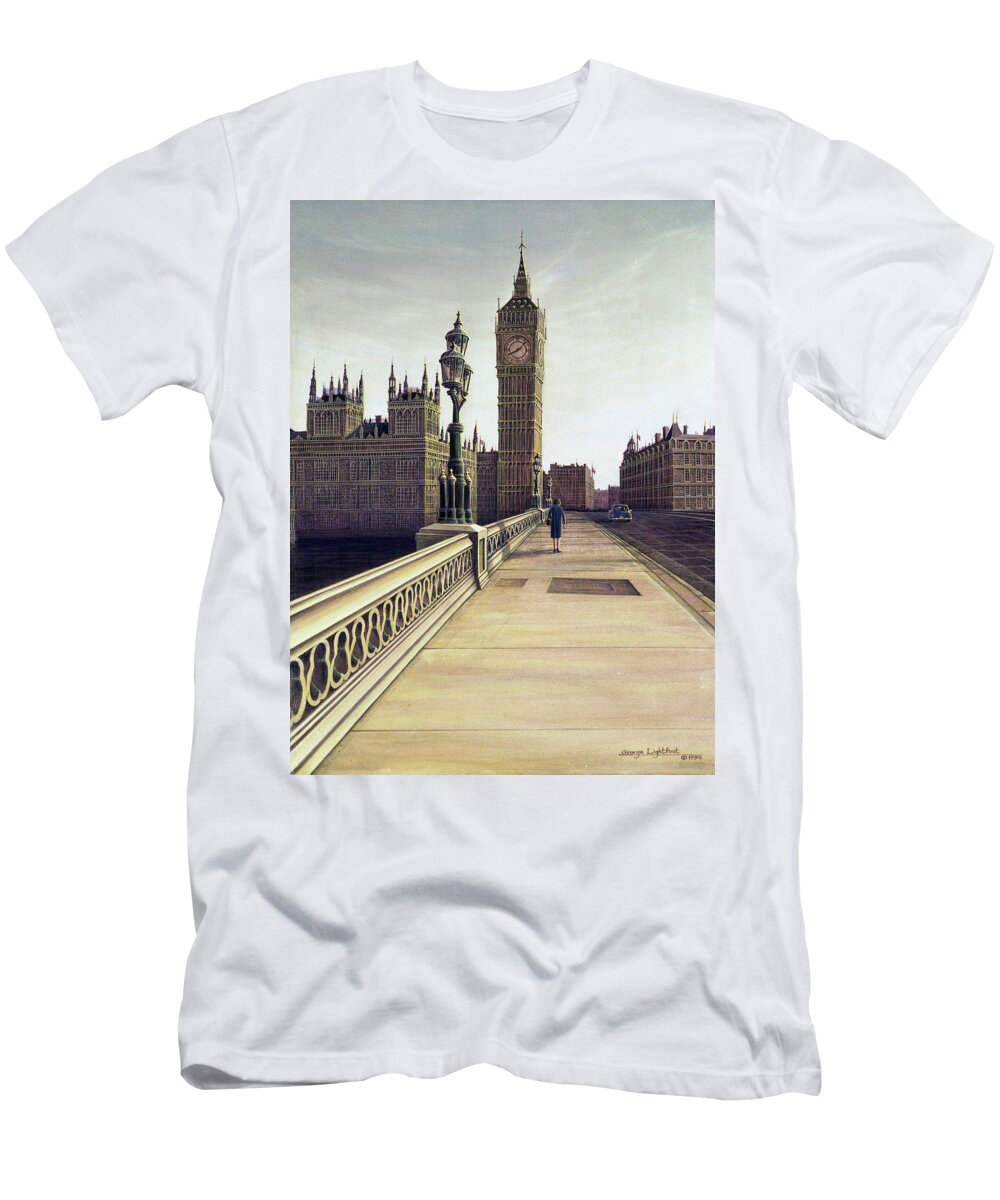 Architectural Cityscape T-Shirt featuring the painting Big Ben and Parliament by George Lightfoot