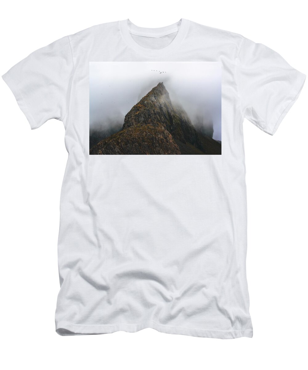 Beauty In Nature T-Shirt featuring the photograph Birds of Krossanesfjall by Dee Potter