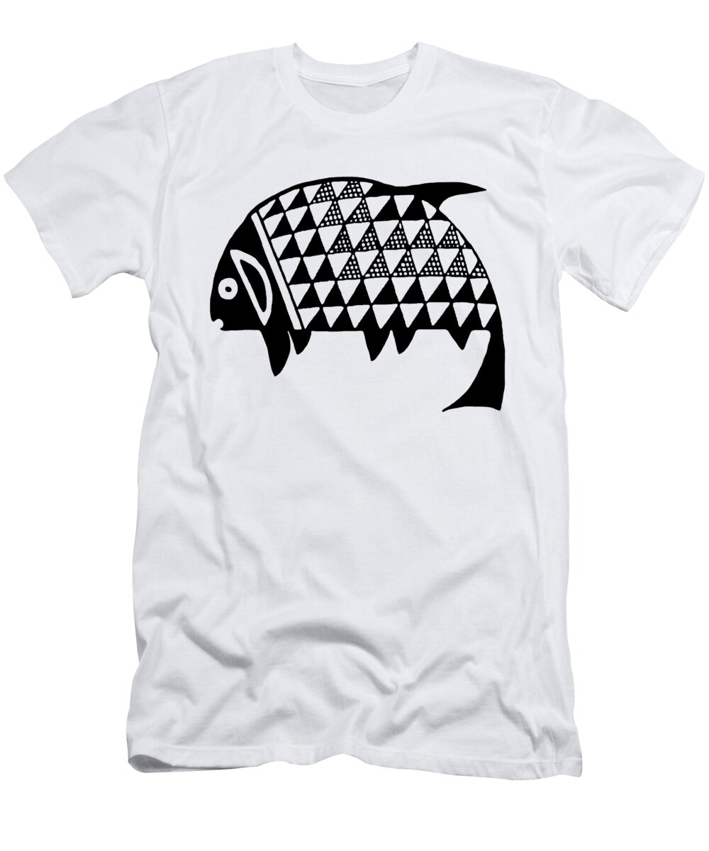 Fish T-Shirt featuring the painting Black And White Fishy Fish Art by Sharon Cummings