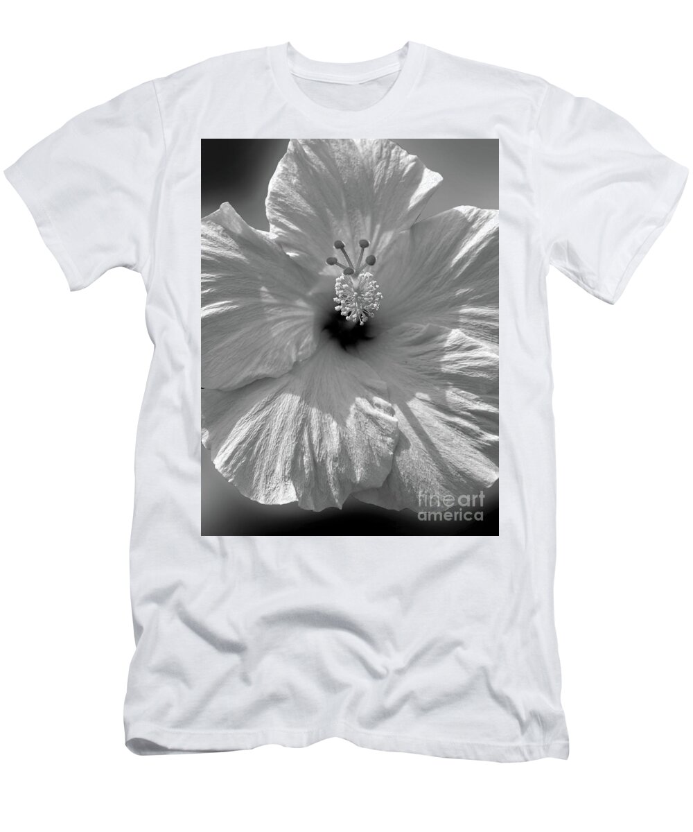 Flower T-Shirt featuring the photograph Black and White Hibiscus by Mafalda Cento