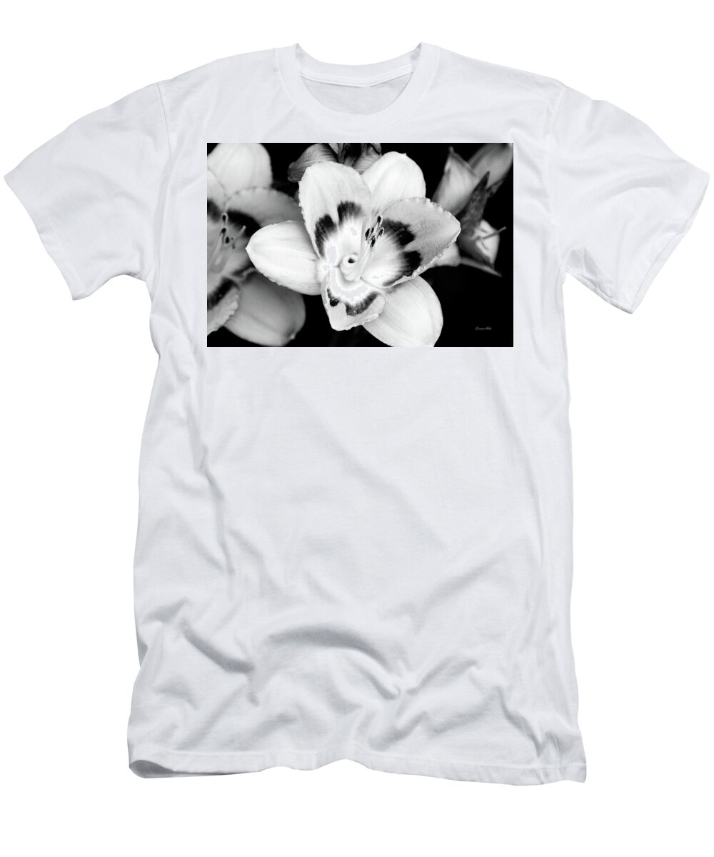 Flowers T-Shirt featuring the photograph Black and White Lily by Christina Rollo