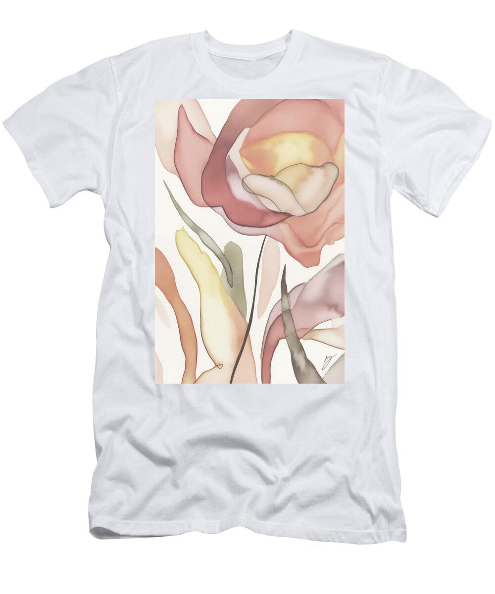 Abstract T-Shirt featuring the painting Blossoming Heart by Greg Collins