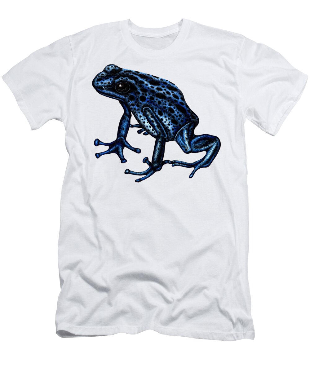 Frog T-Shirt featuring the drawing Blue poison dart frog illustration by Loren Dowding