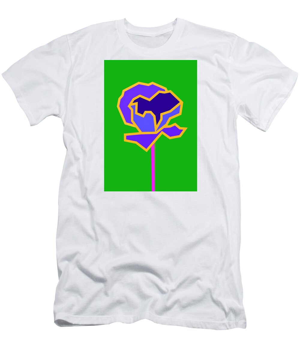 Flower T-Shirt featuring the digital art Blue poppy by Fatline Graphic Art